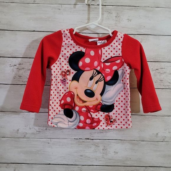 Baby Girls Disney Minnie Mouse Fleece Pajamas Long Sleeve Size 18 M - Picture 2 of 7